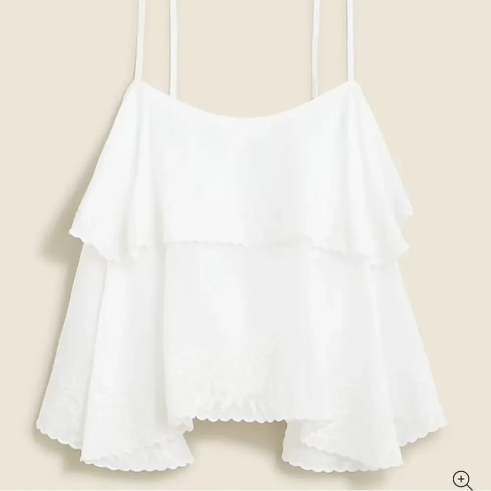 J. Crew White Embroidered Cotton Voile Tank Blouse Cami size medium